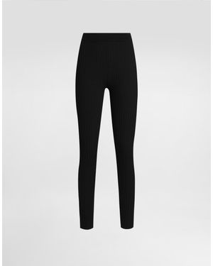 Dolce & Gabbana Ribbed Wool Leggings - Black