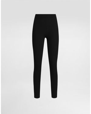Dolce & Gabbana Ribbed Wool Leggings - Black