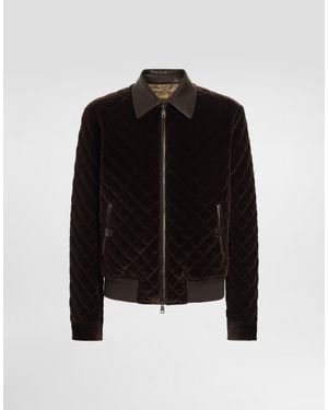 Dolce & Gabbana Quilted Velvet Bomber Jacket - Black