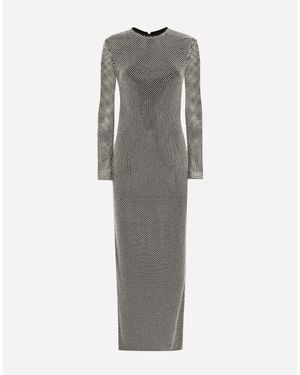 Dolce & Gabbana Long Crystal Mesh Dress - Grey