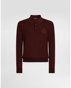 Dolce & Gabbana Knit Polo Shirt With Embroidery - Red