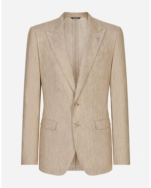 Dolce & Gabbana Single-Breasted Linen Taormina Jacket - Natural