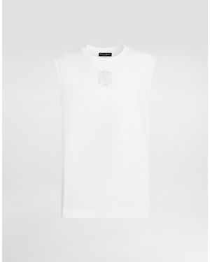 Dolce & Gabbana Tanktop Aus Baumwolle Mit Patch - Weiß