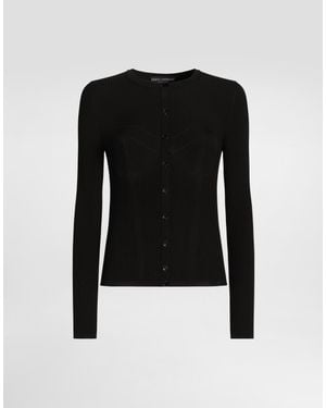 Dolce & Gabbana Cárdigan En Viscosa Acanalada - Negro