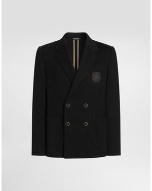 Dolce & Gabbana Portofino Double-Breasted Jersey Jacket - Black