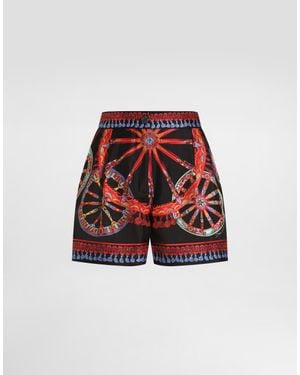 Dolce & Gabbana Carretto-Print Silk Vanity Bermuda Shorts - Red