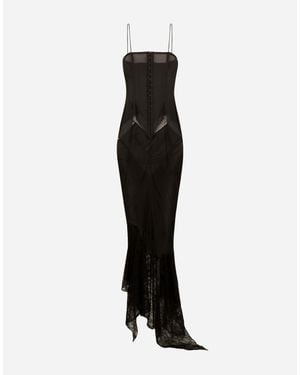 Dolce & Gabbana Strapless Lace Patchwork Dress - Black