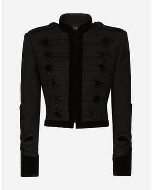 Dolce & Gabbana Double Wool Gabardine Tailcoat With Epaulets - Black