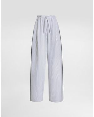 Dolce & Gabbana Striped Poplin Pants - White