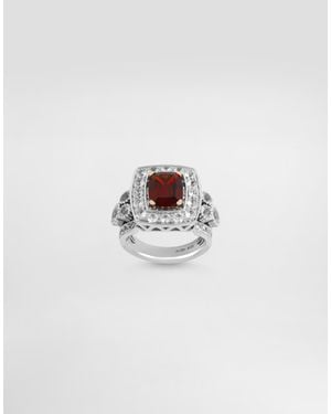 Dolce & Gabbana Eleganza Ring 18-Carat And Rose, Garnet, And Sapphires - White