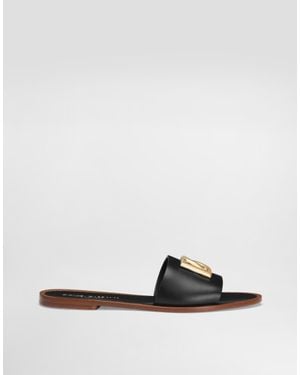 Dolce & Gabbana Mules Plates En Cuir De Veau - Noir