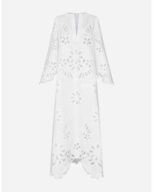 Dolce & Gabbana Long Cotton Caftan With Cut-Out Detailing - White