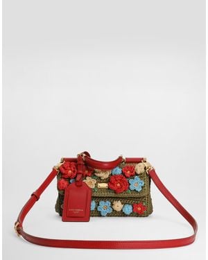 Dolce & Gabbana My Sicily Raffia Crochet Handbag - Red