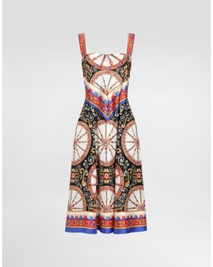 Dolce & Gabbana Carretto-Print Twill Dress - White