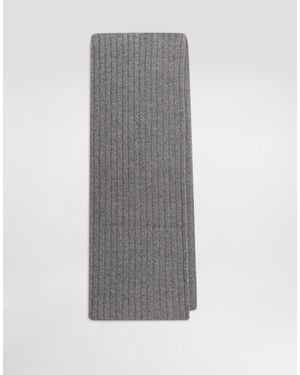 Dolce & Gabbana Ribbed Knit Scarf - Grey