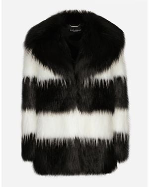 Dolce & Gabbana ヘビージャケット エコファー ストライプ - ブラック