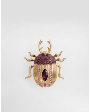 Dolce & Gabbana Beetle-Shaped Brooch With Rhinestones - Blanc