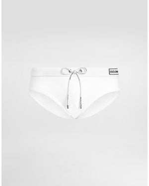 Dolce & Gabbana Swim Briefs With Logo - Blue