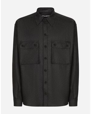 Dolce & Gabbana Oversize Flannel Shirt - Black