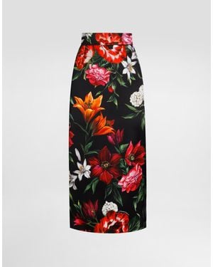 Dolce & Gabbana Floral Motif Skirt - Black