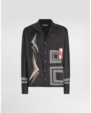 Dolce & Gabbana Geometric-Print Twill Shirt - Black