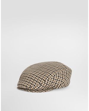 Dolce & Gabbana Houndstooth Wool Flat Cap - Multicolor