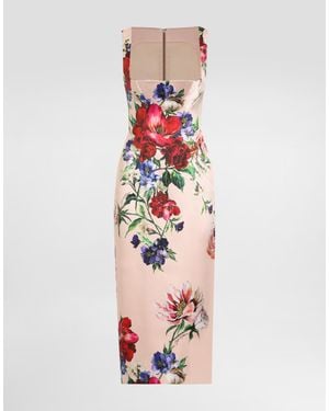 Dolce & Gabbana Printed Satin Dress - Pink