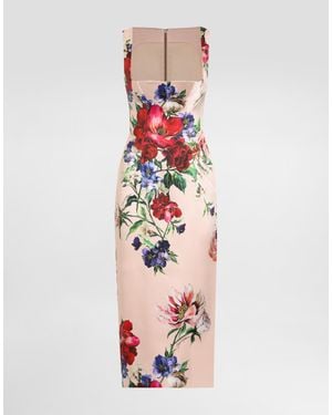 Dolce & Gabbana Printed Satin Dress - Pink