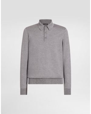 Dolce & Gabbana Knit Cashmere Polo Shirt - Grey