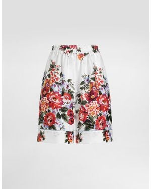 Dolce & Gabbana Flower Bouquet-Print Twill Vanity Bermuda Shorts - White
