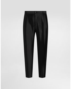 Dolce & Gabbana Mikado Shantung Silk Trousers - Black