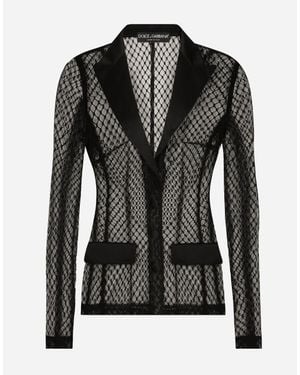 Dolce & Gabbana Single-Breasted Mesh Dolce Tuxedo Jacket - Black