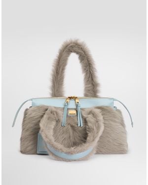 Dolce & Gabbana Sac Porté Épaule Vittoria En Cuir Lainée - Grey