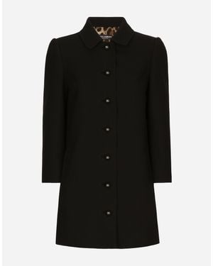 Dolce & Gabbana Short Woollen Coat - Black