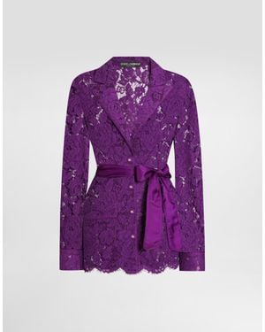 Dolce & Gabbana Floral Lace Vanity Shirt - パープル