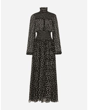 【DOLCE&GABBANA】ドットプリント&フェザートリムシフォンケープ Dolce & Gabbana ドットプリント&フェザートリム シフォンケープ