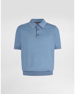 Dolce & Gabbana Silk Polo Shirt - Azul