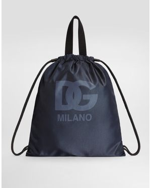 Dolce & Gabbana Nylon Backpack With Logo - Blue