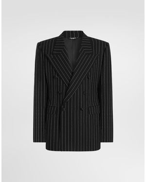 Dolce & Gabbana Double-Breasted Pinstripe Jacket - Black