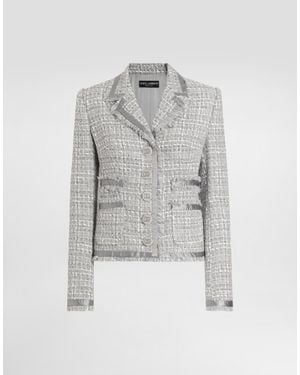 Dolce & Gabbana Single-Breasted Tweed Bouclé Short Jacket in