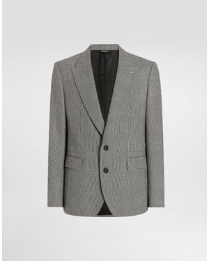 Dolce & Gabbana Glen Plaid Single-Breasted Sicilia Light Jacket - Grey