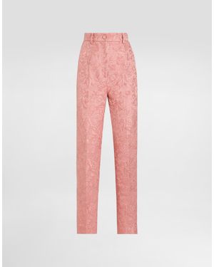 Dolce & Gabbana Tailored Quilted Floral Jacquard Trousers - Pink