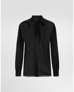 Dolce & Gabbana Chiffon Pussy-Bow Shirt - Black