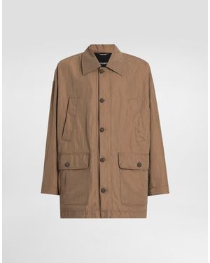 Dolce & Gabbana Parka Aus Technischem Gewebe Mit Plakette - Braun