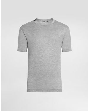Dolce & Gabbana Short-Sleeved Silk T-Shirt - Grey