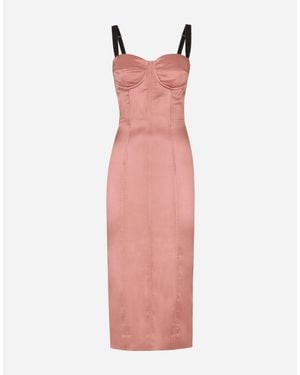 Dolce & Gabbana Satin Calf-Length Corset Dress - Pink