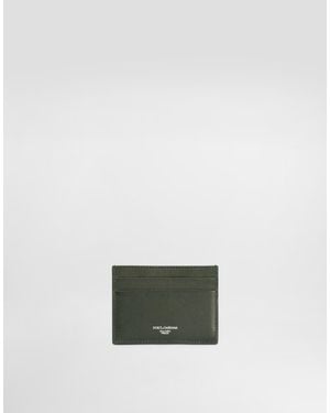 Dolce & Gabbana Plongé Woven Calfskin Card Holder - Green