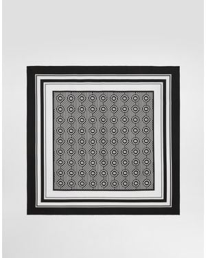 Dolce & Gabbana Silk Pocket Square With Micro-Design And Logo - Gray
