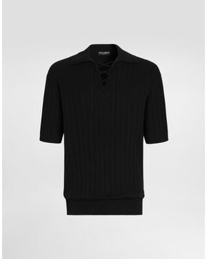 Dolce & Gabbana Polo Serafino En Coton - Noir