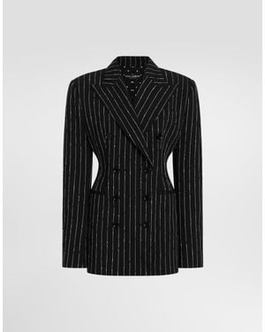 Dolce & Gabbana Doppelreihige Nadelstreifen-Jacke Aus Schurwolle - Schwarz